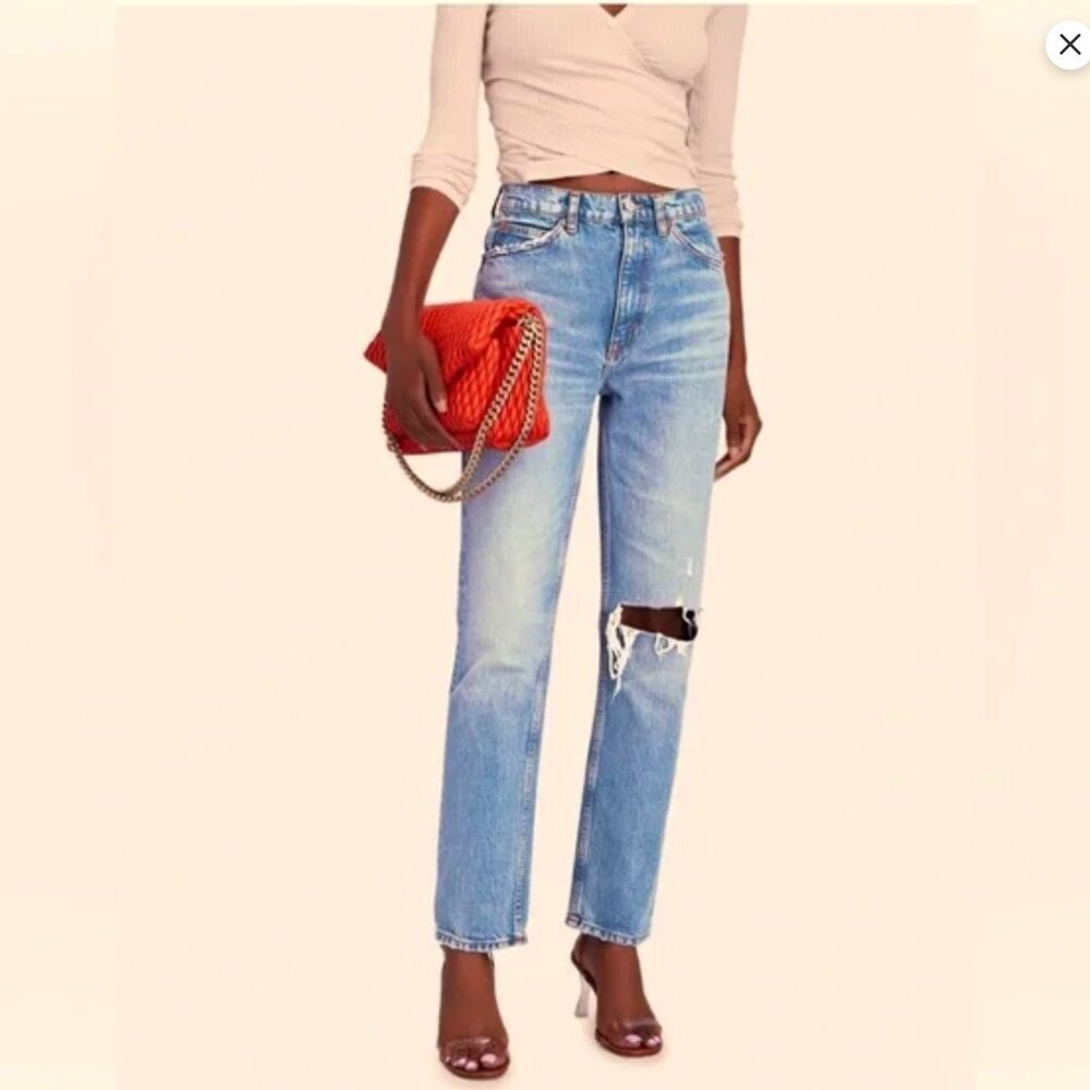Re Done‎ Raf 70’s high rise straight leg jean Medium Wash 28 NWOT